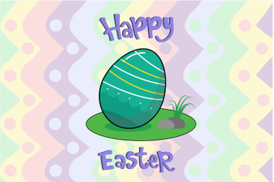 Easter Egg With Green Color and Lines