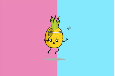 Kawaii Cute Pineapple Jump For Smash Playing Badminton