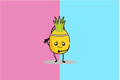 Kawaii Cute Pineapple Ready To Smash Playing Badminton