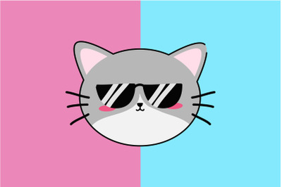 Kawaii Cute Cat With Sun Glasses