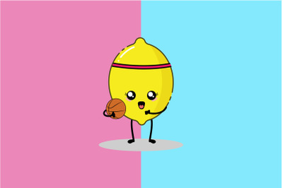 Kawaii Cute Lemon Play Basketball