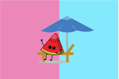 Kawaii Cute Watermelon Illustration