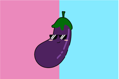 Kawaii Cute  Eggplant Art