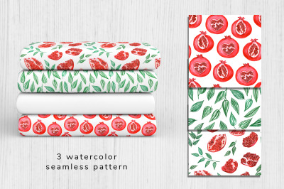 Watercolor pomegranate pattern 2