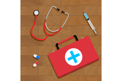 Tools of doctor on table