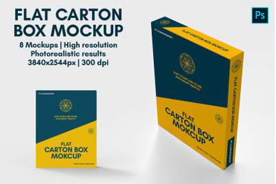 Flat Carton Box Mockup - 8 views