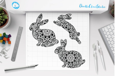 Rabbit Mandala SVG Cut Files&2C; Rabbit Mandala Clipart