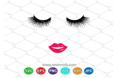 Eyelashes and Lips SVG - Lips SVG -&nbsp;Lashes SVG