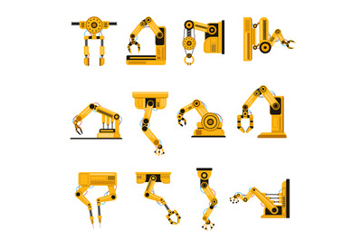 Manufacturing robots arms. Automation equipment, factory robots arm to