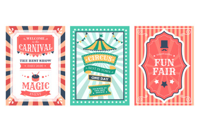 Retro circus poster. Vintage circus carnival show invitation, holiday