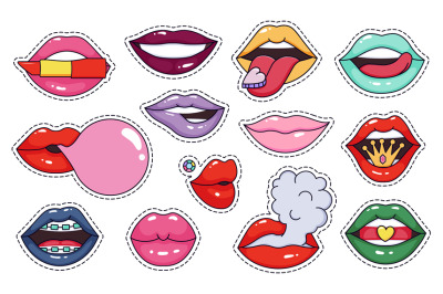 Girl lips patch stickers. Fashion cool makeup lip patches&2C; cute woman