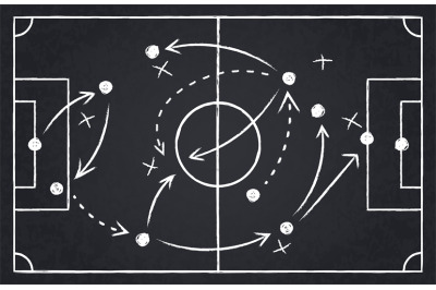 Chalk soccer strategy. Football team strategy and play tactic&2C; soccer