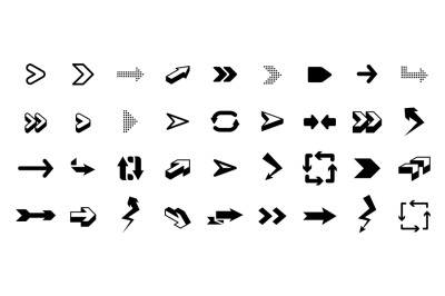 Set of arrows. Interface graphic icons, arrowhead direction pointers i