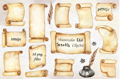 Watercolor Scroll Paper Clipart