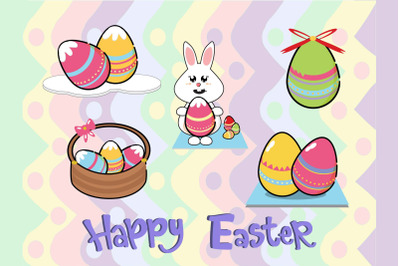 Easter Bunny Egg Illustration  Character Bundle