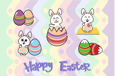 Easter Bunny Egg Vector Art 5  Bundle