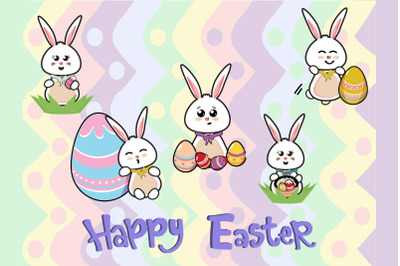 Easter Bunny Egg Vector Illustration  Bundle