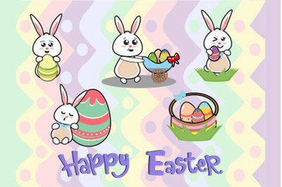 Easter Bunny Egg Vector Illustration Bundle