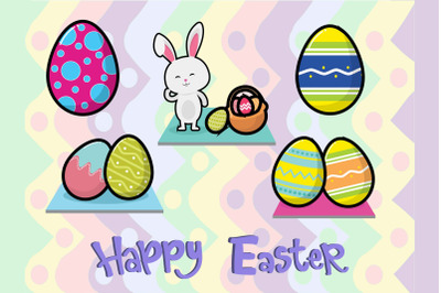 Easter Cute Bunny Egg Illustration 5  Bundle