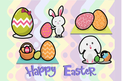 Easter Bunny Egg Illustration 5 Bundle