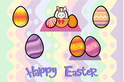 Easter Bunny Egg Illustration Bundle