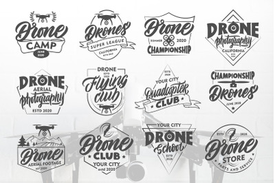Set of logos Drones