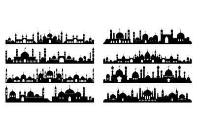 Arabic architecture silhouette. Mosque roof&2C; islamic cityscape panoram