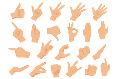 Hand gestures. Vector illustration set, counting fingers