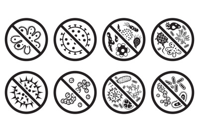 Antiviral and antibacterial icon. Vector icons set