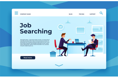 Job searching landing page. We are hiring&2C; interview preparation vecto