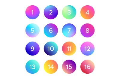 Colorful gradient with number. Vector set of shape