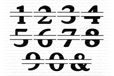 Split Monogram Numbers SVG, Split Number Clipart