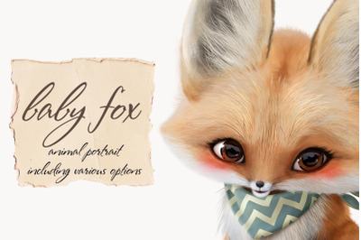 Baby fox ( fox portrait,  patterns  and  floral frame)