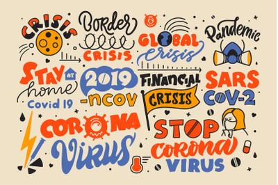 Coronavirus lettering phrases