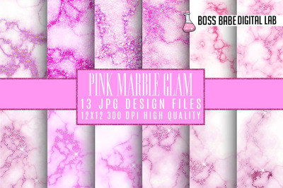 Pink Glam marble digital paper