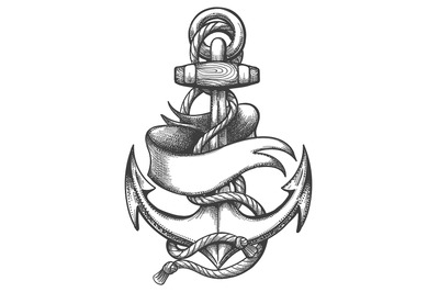 Ship Anchor and Ribbon Old School Tattoo