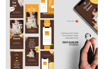 Podcast Instagram Stories and Post Template - chef cake podcaster