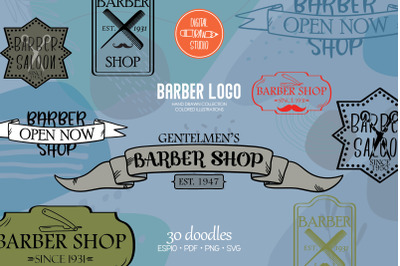Colored Barber Logos | Retro Barber Sign | Vintage Hair Salon