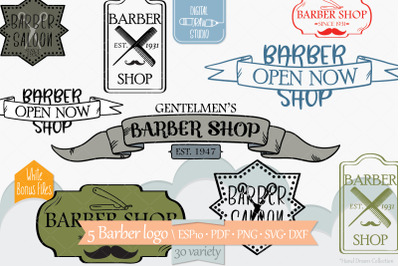 Colored Barber Logos | Retro Barber Sign | Vintage Hair Salon