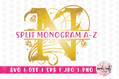 Split Monogram Decorative Swirl Letters - A to Z