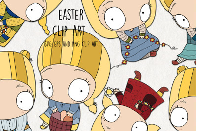 Easter SVG Clipart. Set of 7 digital easter clip art. Vectors Easter s