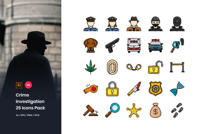 Crime Investigation Icons Pack