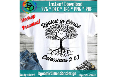 Rooted in Christ svg&2C; Rooted&2C; Christ&2C; Christian svg&2C; dxf and png insta