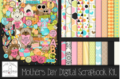 Mother&#039;s Day Digital Scrapbook Kit. Mum/Mom Variations.