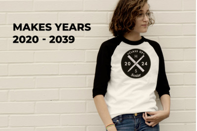 Hipster Logo Grad Class of 2020-2039 | Applique Embroidery
