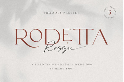 Rodetta Rossie Font Duo + Logos