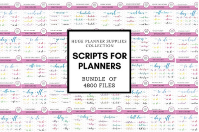 BUNDLE of bullet journal scripts for planner, 100 colors scripts