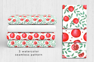 Watercolor pomegranate pattern 3