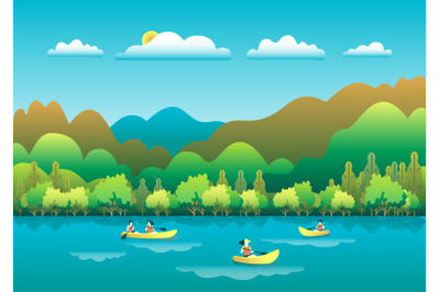Rowing, sailing in boats as a sport or form of recreation vector