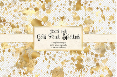 12x12 Gold Paint Splatter Overlays